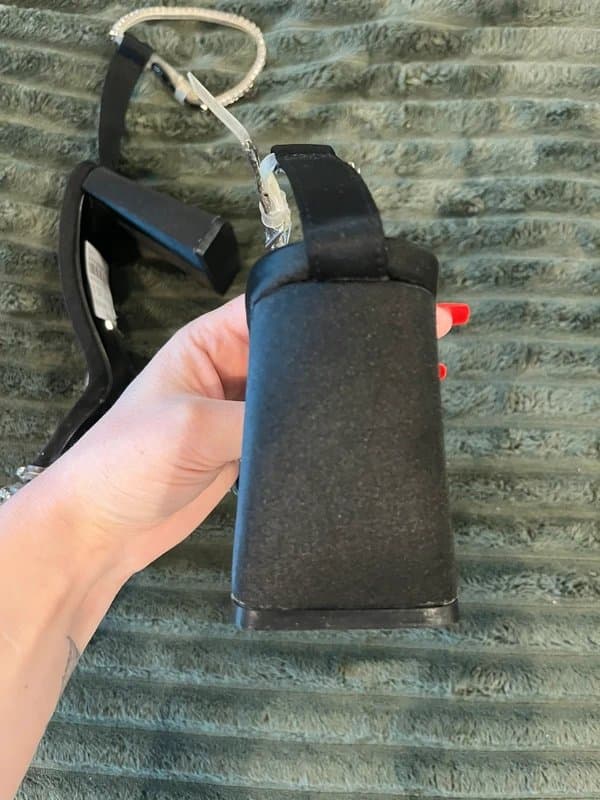 Topshop Black topshop diamanté diamond gem crystal clear strap strappy block kitten heel sandals