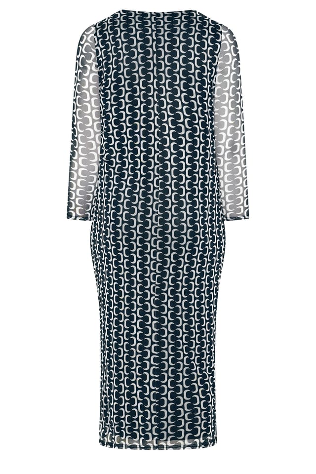 Yours Yours Women's Geometric Mesh Side Twist Dress in Black - 3