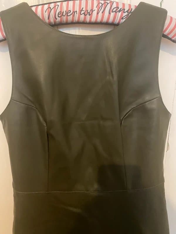Never Fully Dressed Never Fully Dressed Faux Leather Khaki Dress 8