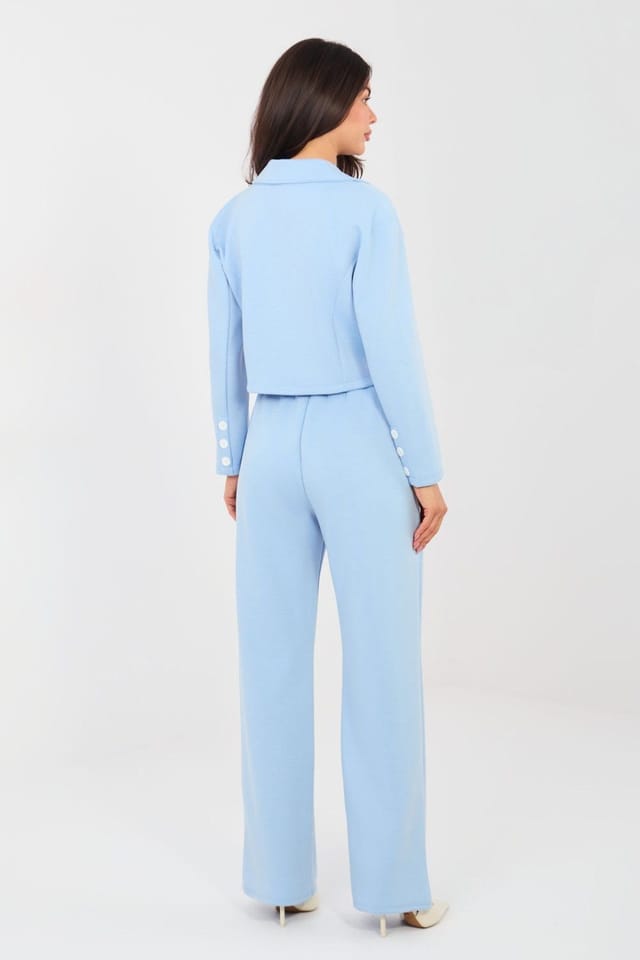 Love Lace Love Lace Women's Stylish Blazer & High Waist Trouser Set in Blue - 2