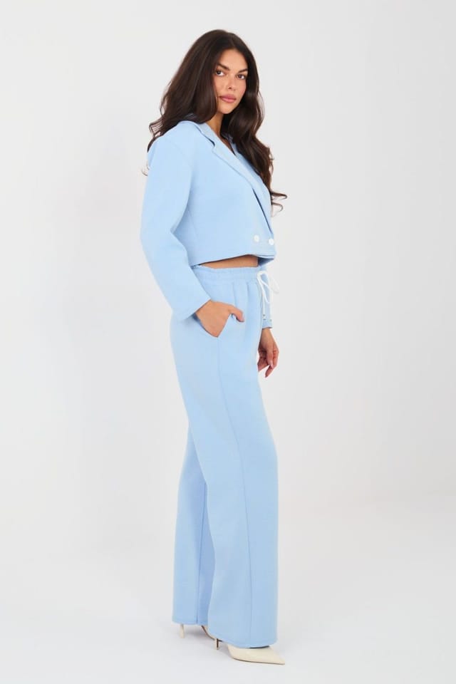 Love Lace Love Lace Women's Stylish Blazer & High Waist Trouser Set in Blue - 3