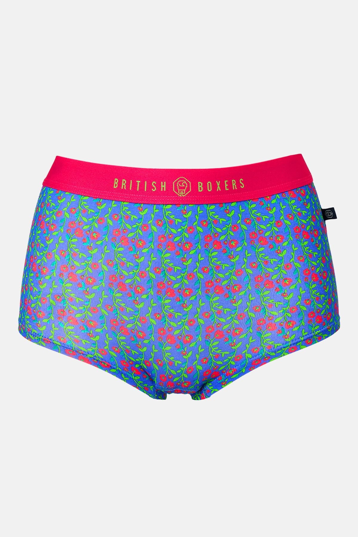 British Boxers British Boxers Women's Pack of Four "Boom Bloom" Hipster Boxer Briefs in Bright Blue - 2