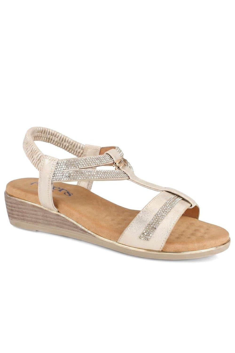 Pavers Pavers Women's Wide Fit Embellished Stretch Fit Sandals in Gold