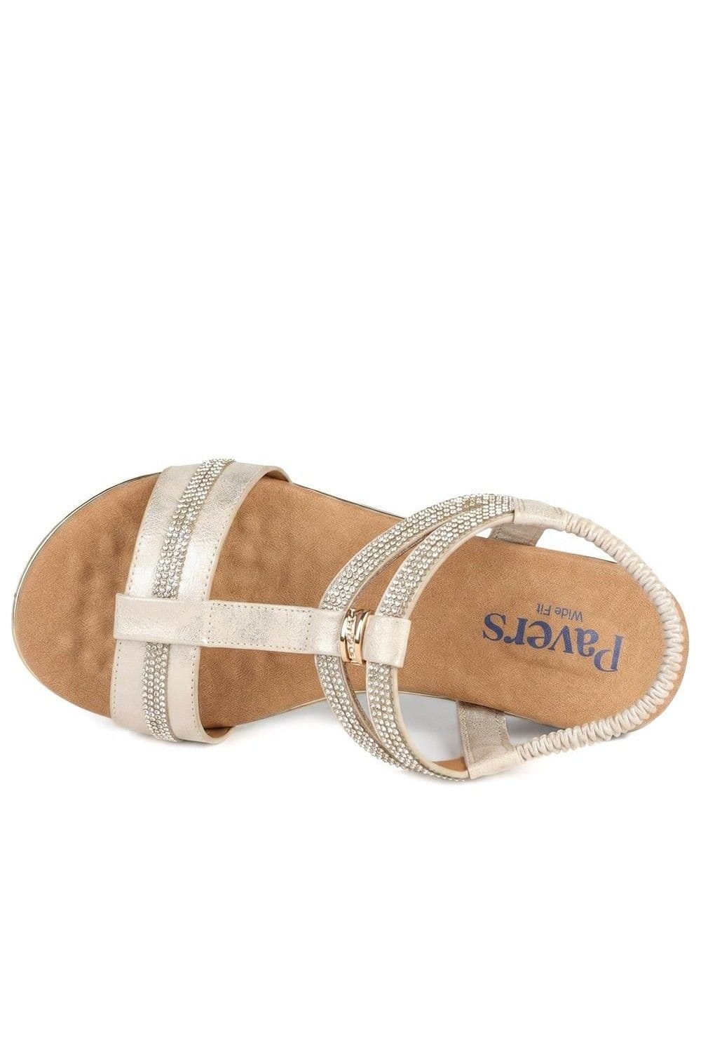Pavers Pavers Women's Wide Fit Embellished Stretch Fit Sandals in Gold - 4