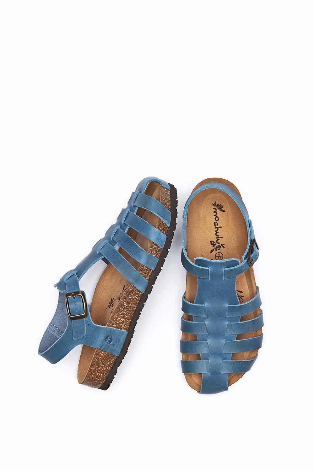 Moshulu Moshulu Women's 'Yarmer' Leather Fisherman Cork Sandals in Blue - 2