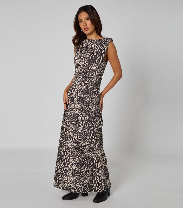 Urban Bliss Women's Black Ribbed Animal Print Maxi Dress Urban Bliss New Look - 2