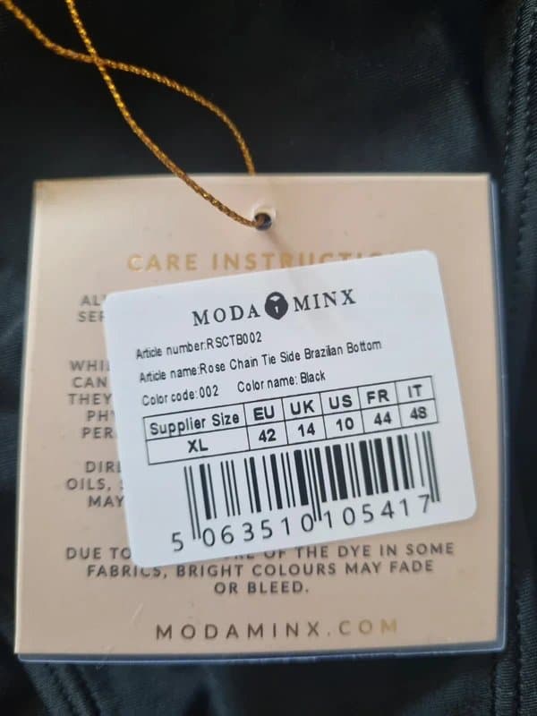 Moda Minx Moda Minx black rose chain bandeau brazilian bikini set size XL