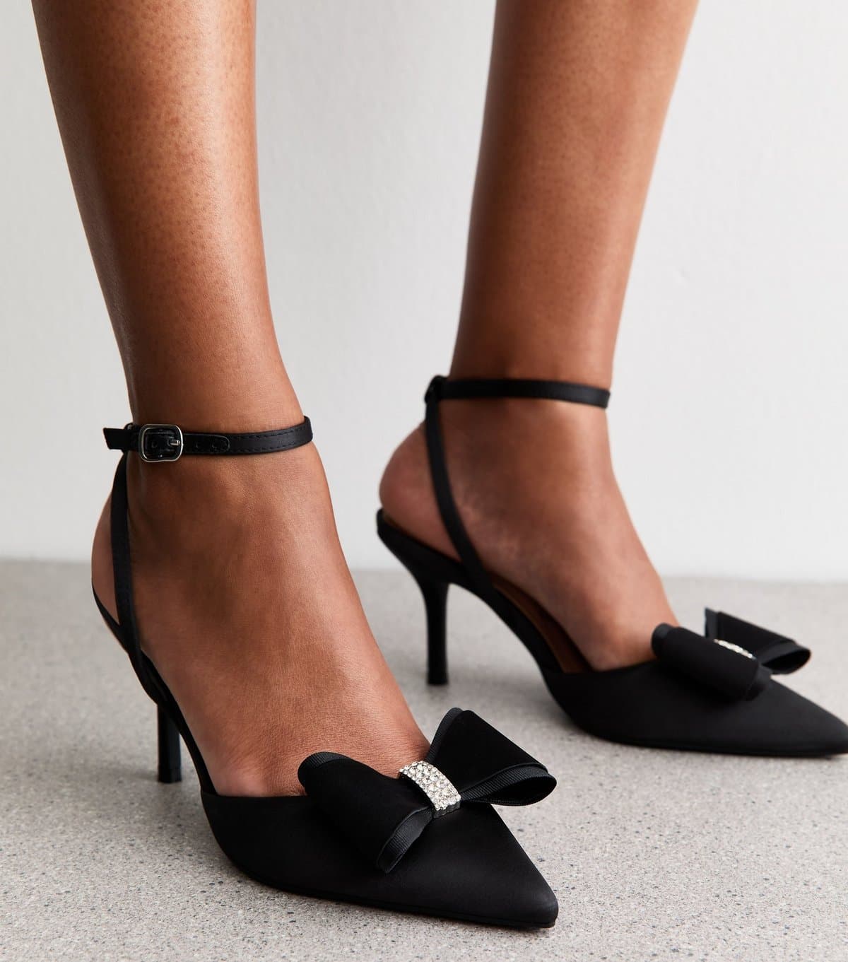 New Look New Look Black Satin Bow Embellished Stiletto Heels