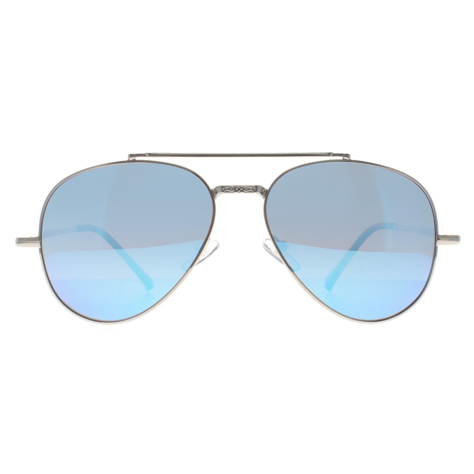 montana montana Men's Aviator Shiny Silver Blue Polarized MP185