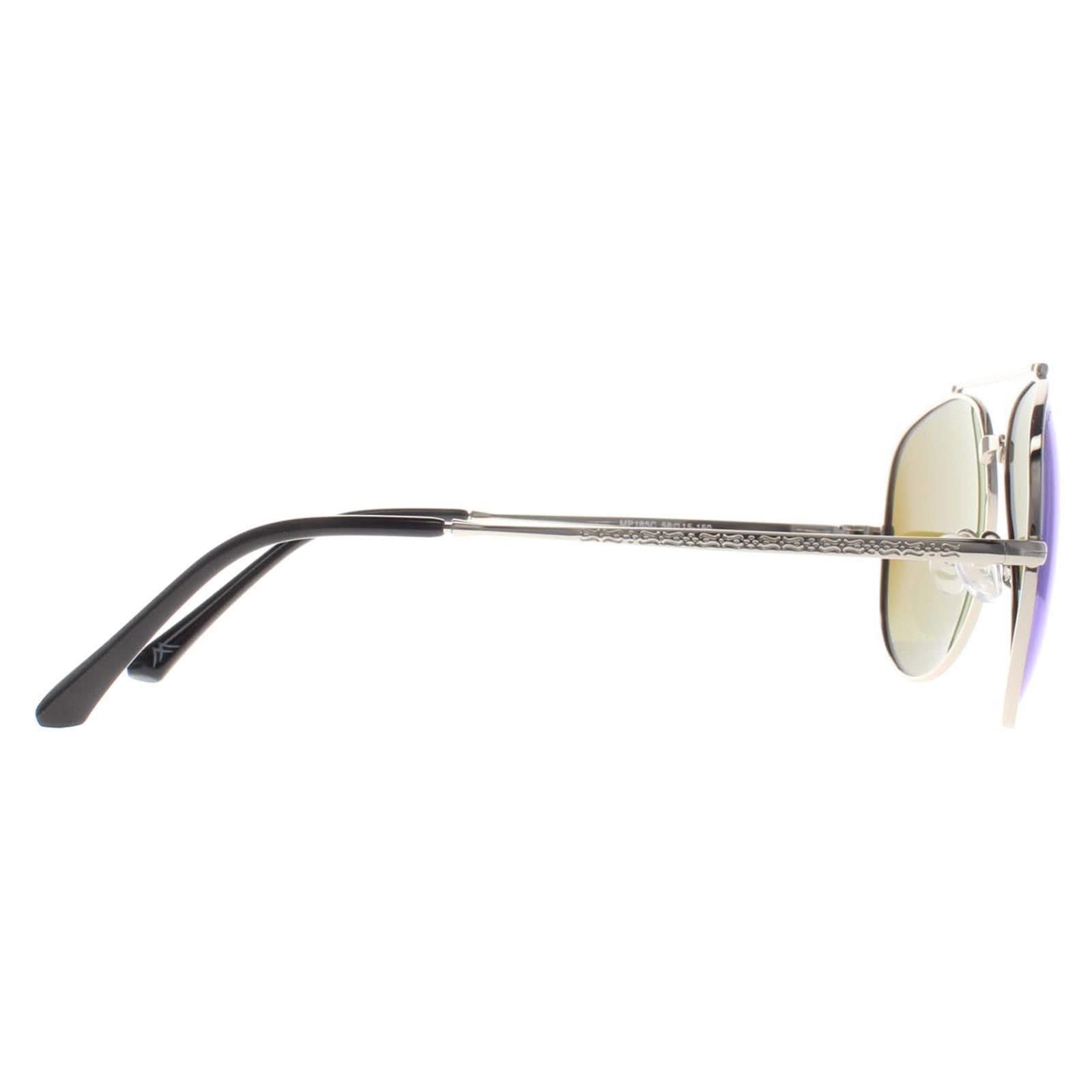 montana montana Men's Aviator Shiny Silver Blue Polarized MP185 - 4