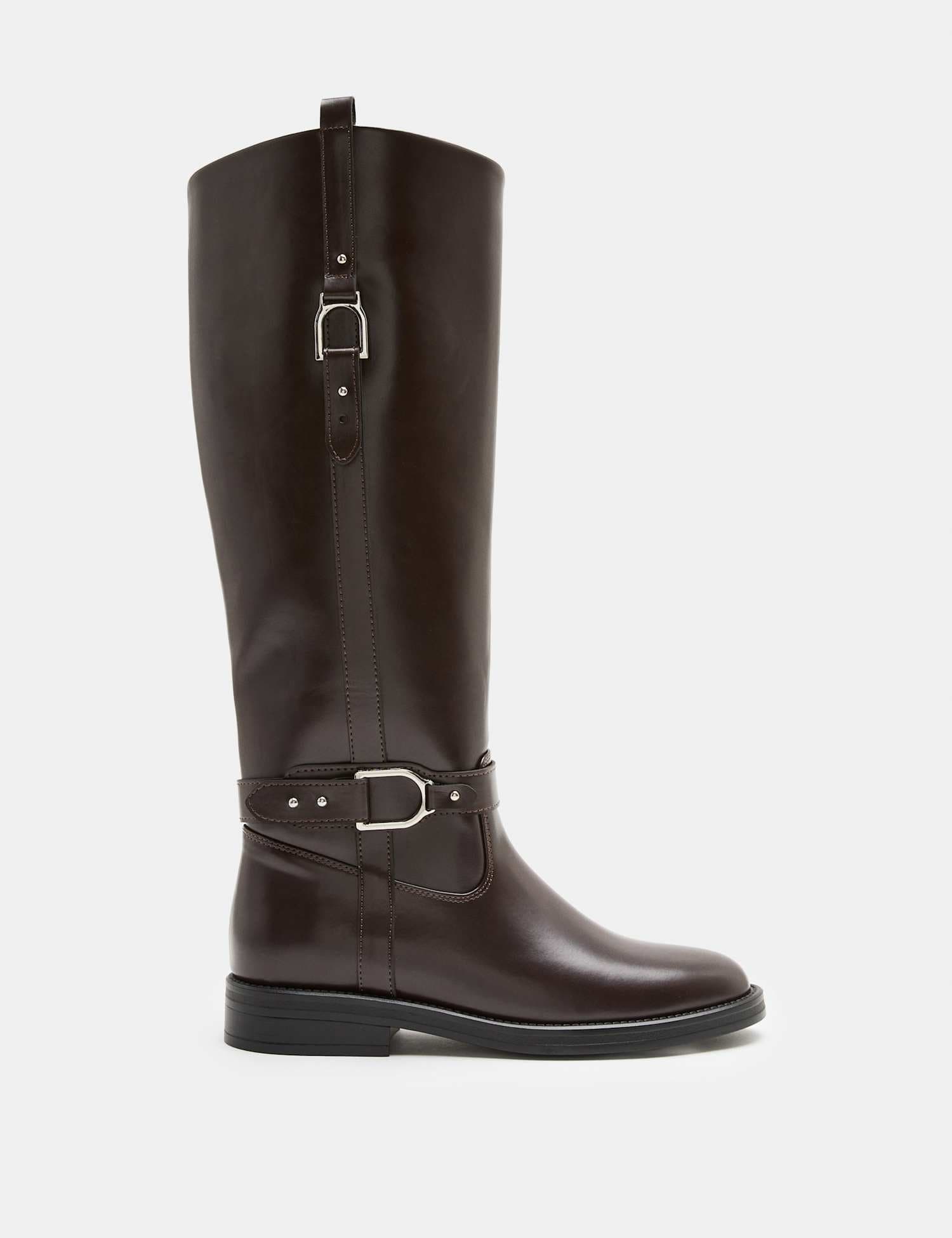 Marks & Spencer M&S Buckle Riding Round Toe Knee High Boot Brown