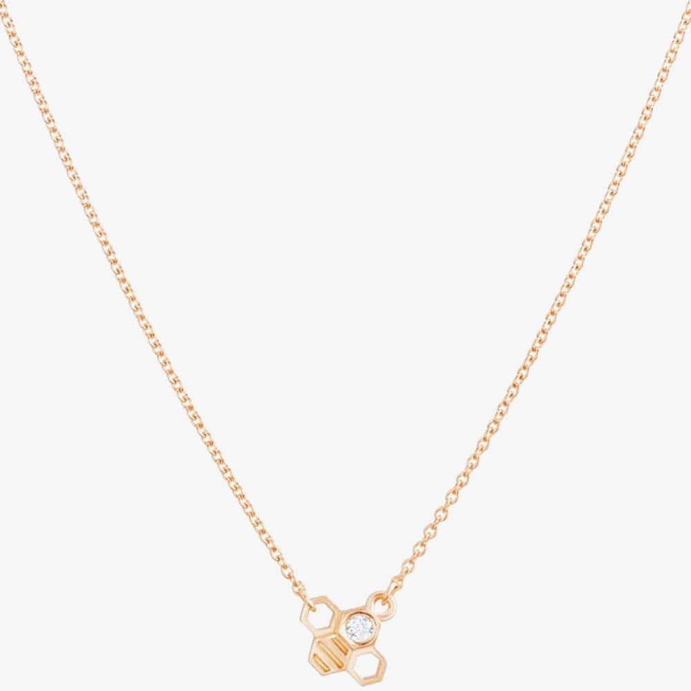 T.H.Baker T.H.Baker Women's Rose Gold Plated Cubic Zirconia Tiny Bee Necklace BF1-RGP-CZ