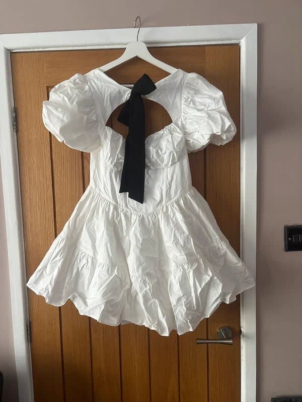 ASOS ASOS Luxe Corseted Poplin Dress with Bow Collar