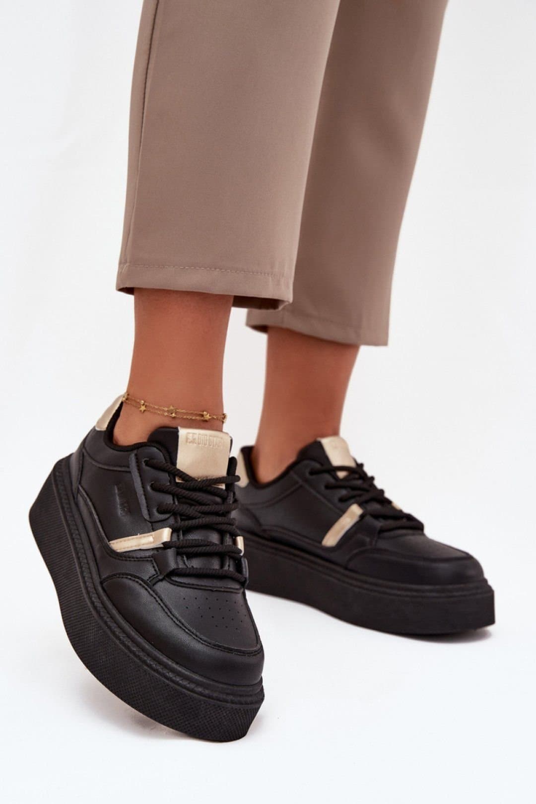 Love Lace Love Lace Women's Platform Sneakers with Soft Insole Everyday Comfort in Black