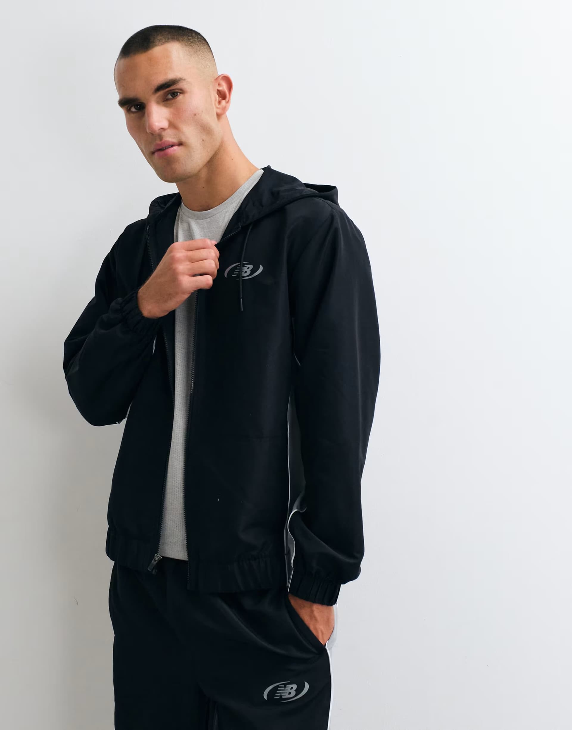 ASOS New Balance Trackside woven jacket in black