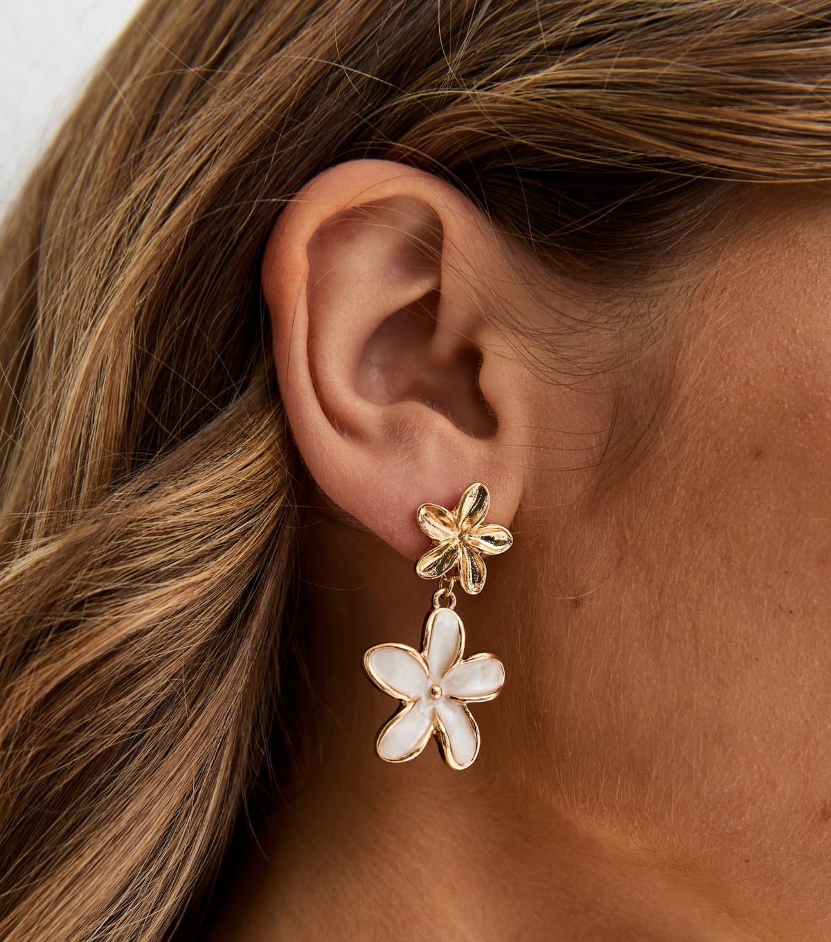 New Look Gold Tone Fish Charm Drop Hoop Earrings New Look