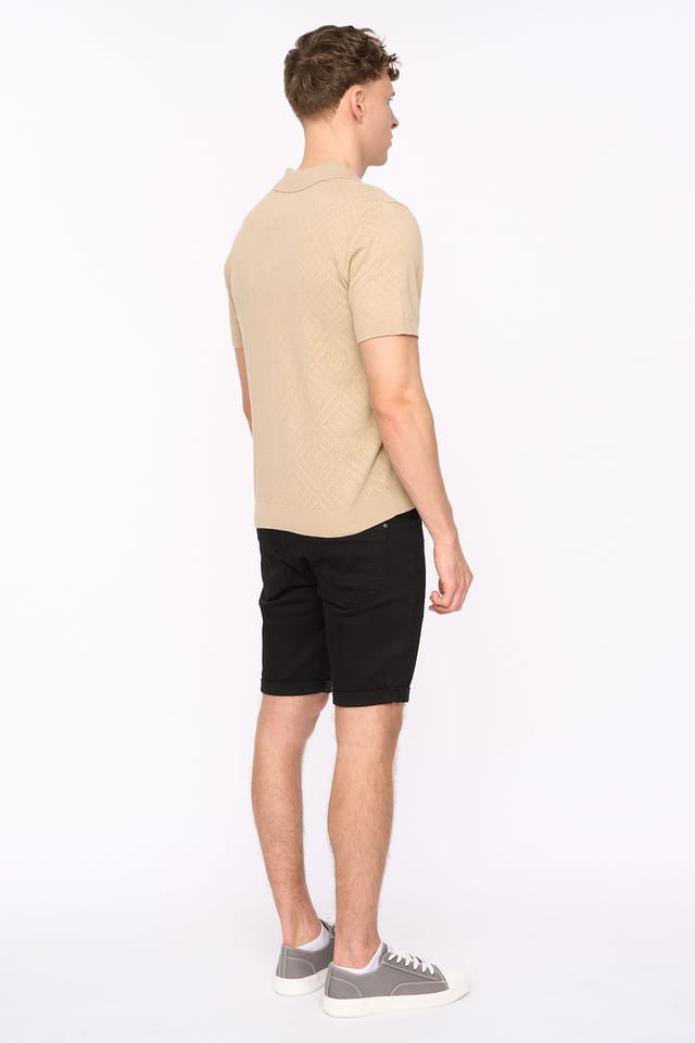 Duck&Cover Duck&Cover Men's Dedham Pointelle Knitted Polo with Buttonless Collar in Stone - 2