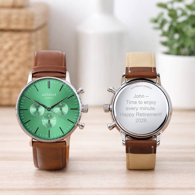 Wear We Met Wear We Met Men's Personalised Architect London Motivator Chronograph Watch in Bright Green - 2