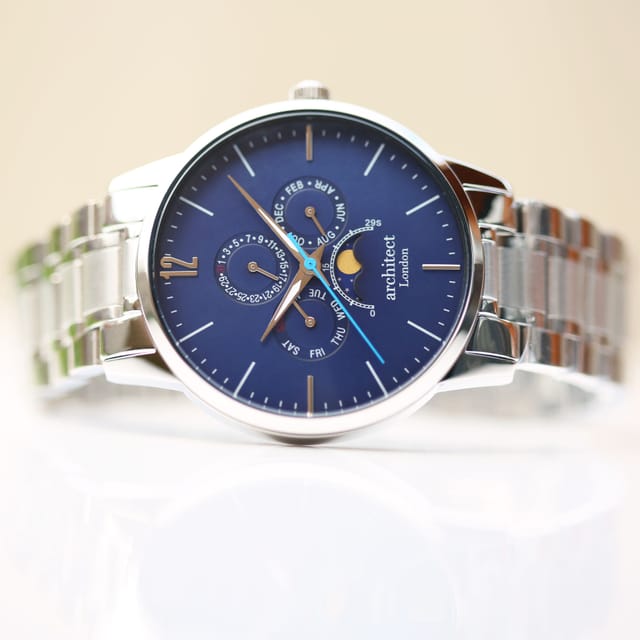 Wear We Met Wear We Met Men's Personalised Architect London Apollo Watch - Engraved in Blue - 3