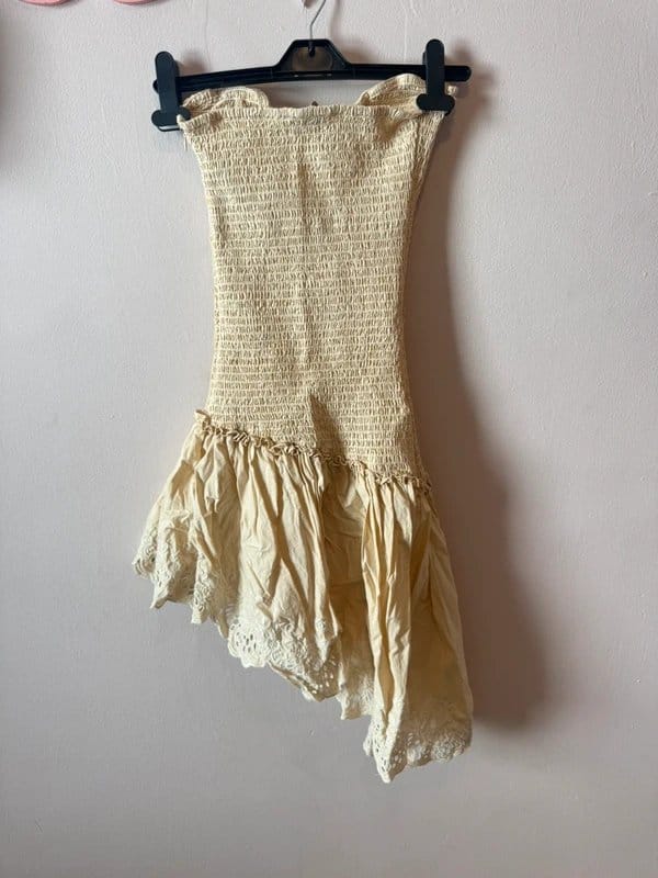 Bershka Cream Lace Bandeau Mini Dress