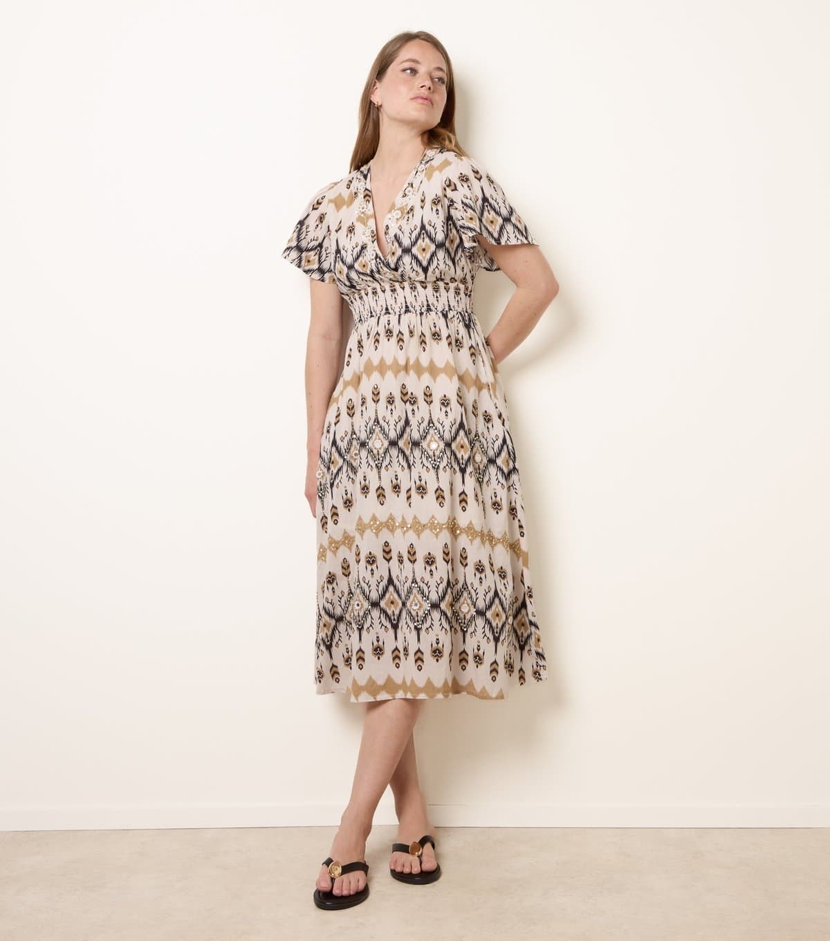 Blue Vanilla Women's Stone Sequin Embellished Wrap Midi Dress Blue Vanilla New Look