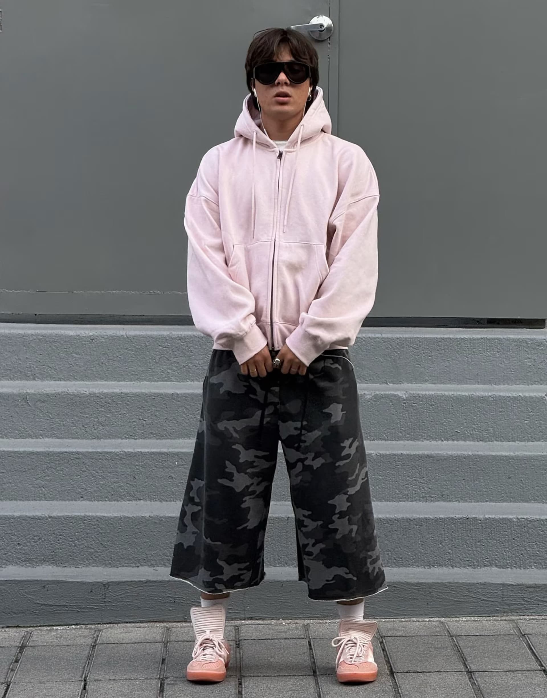 ASOS Bershka Boxy zip-up hoodie in pink