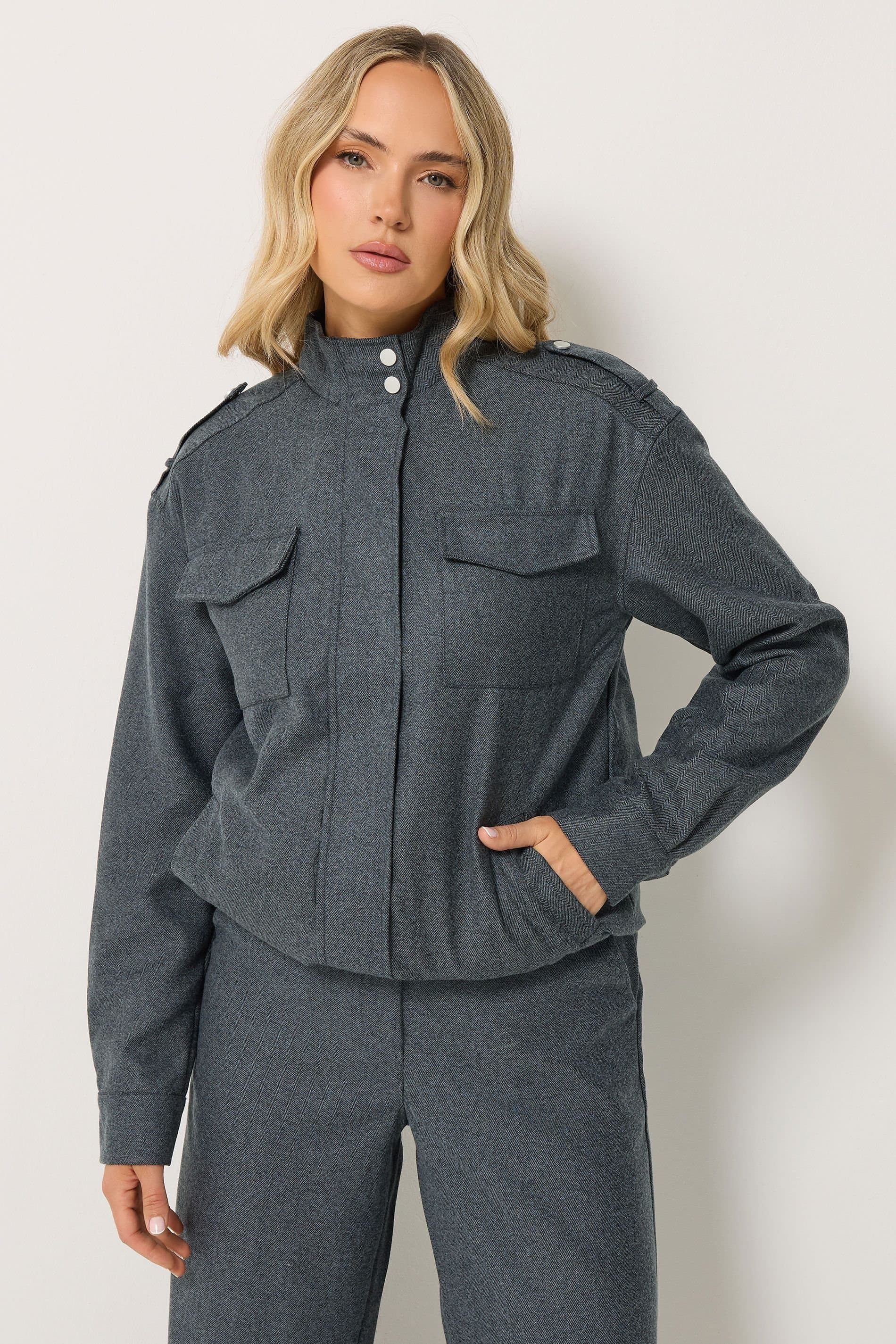 Long Tall Sally Long Tall Sally Women's Tall Funnel Neck Jacket in Grey