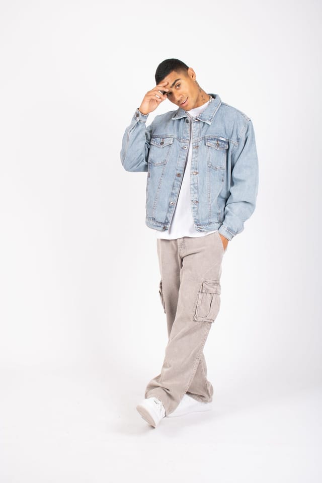 Liquor N Poker Liquor n Poker Men's Oversized Boxy Denim Jacket In Vintage Stonewash in Blue - 2