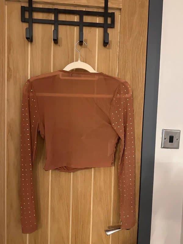 ASOS ASOS embellished brown mesh corset top