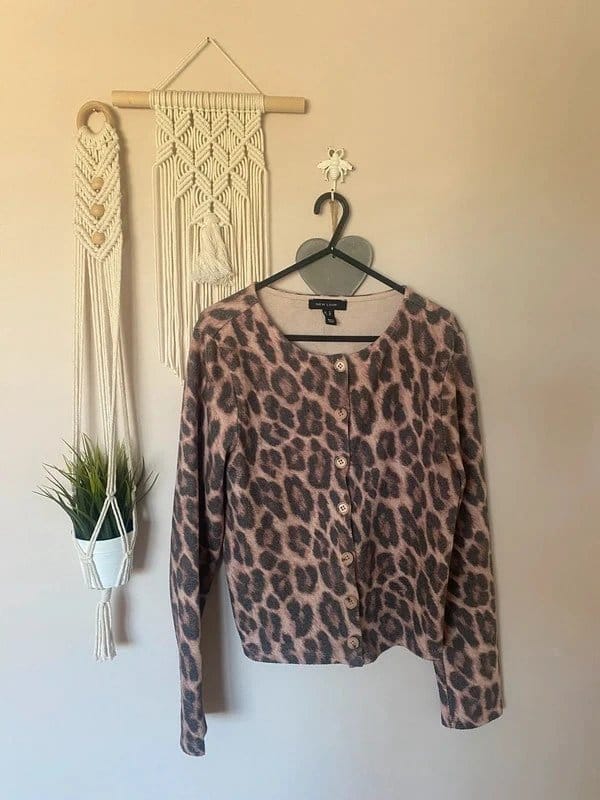 New Look Brown Leopard Print Cardigan Size 12