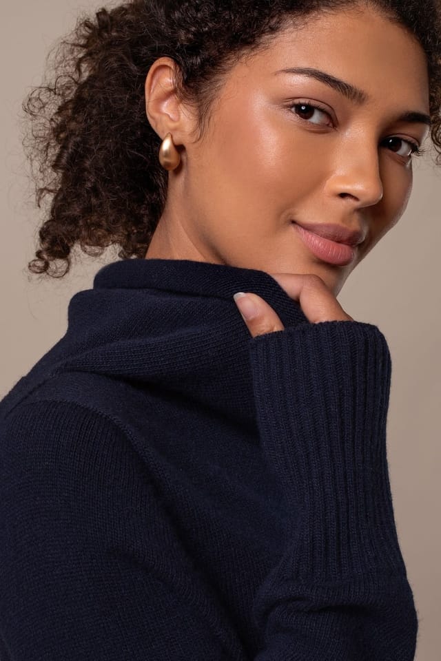 Celtic & Co Celtic & Co Women's British Supersoft Slouchy Cowl Neck in Dark Navy - 3