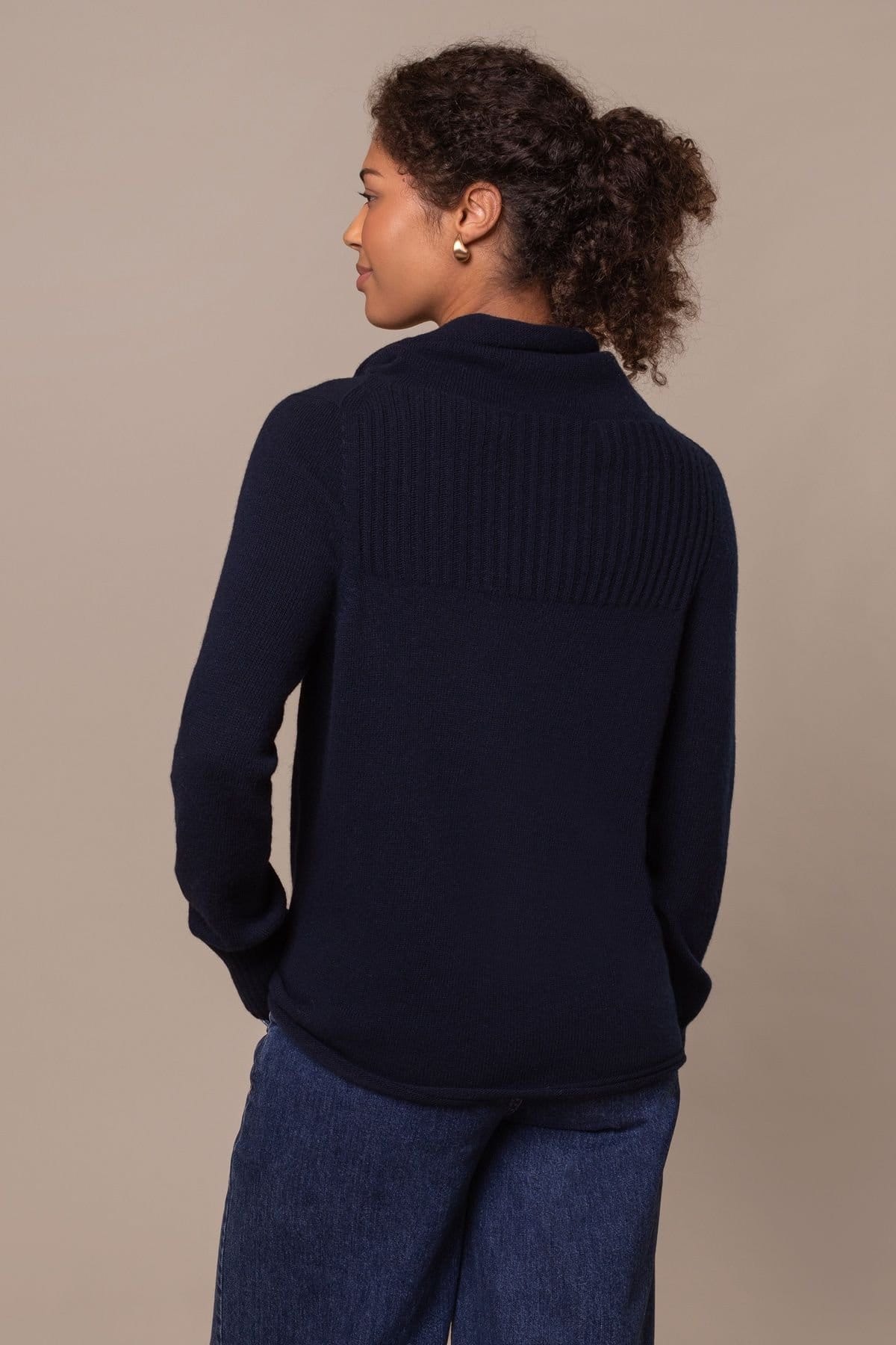 Celtic & Co Celtic & Co Women's British Supersoft Slouchy Cowl Neck in Dark Navy - 4