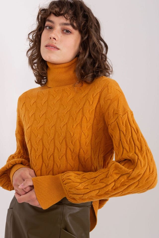 Love Lace Love Lace Women's Variegated Plaid Turtleneck Long Sleeve Sweater Style 188311 in Yellow - 2