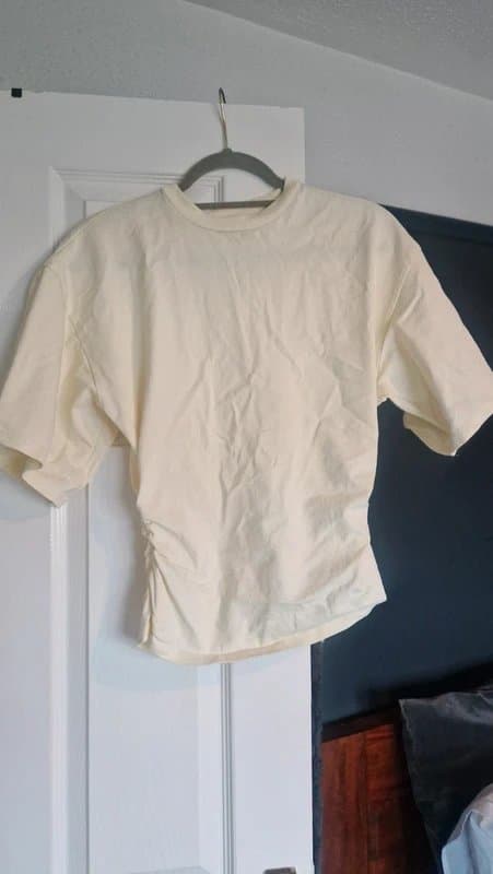 ASOS ASOS design ruched side tee in butter yellow