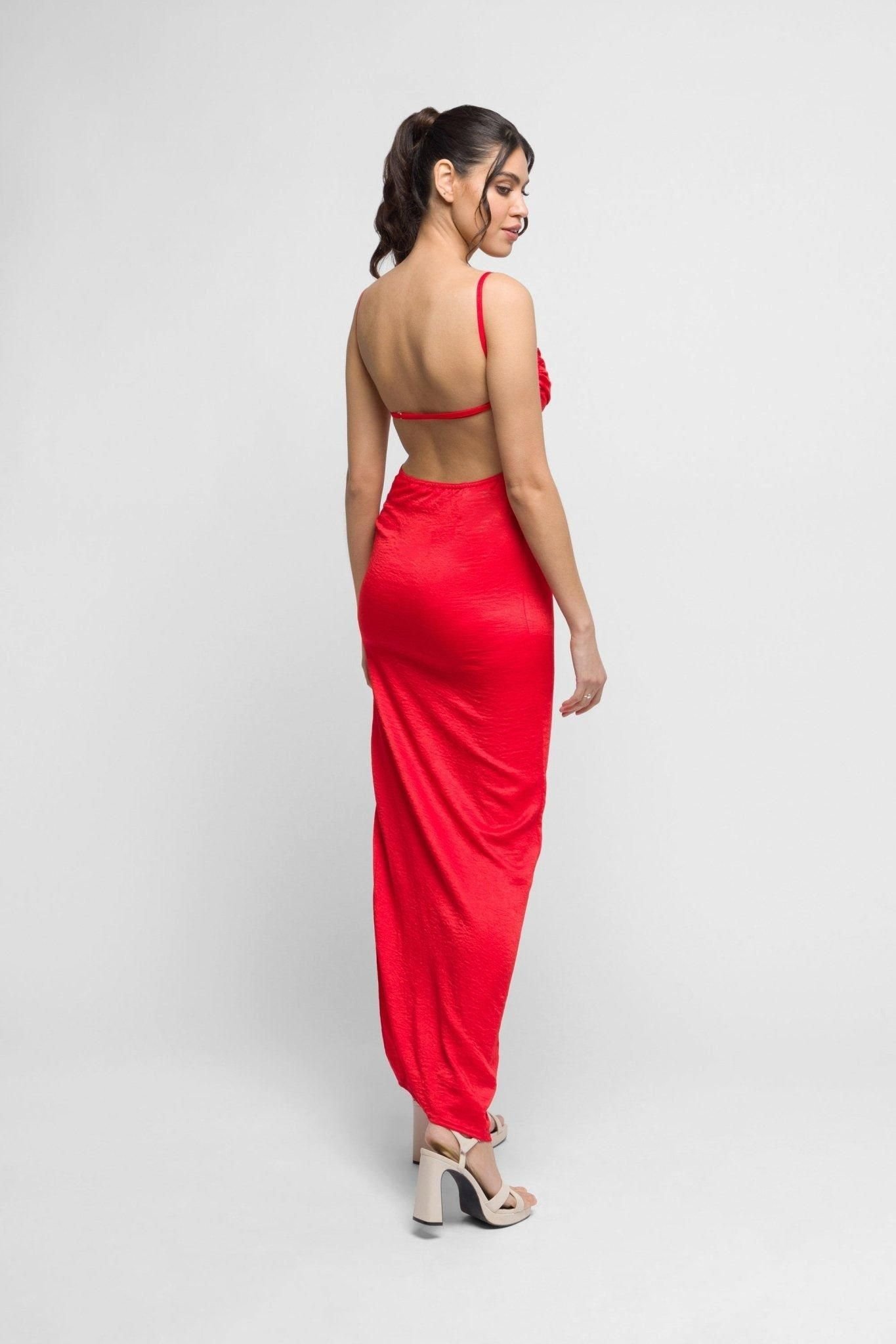 Jaded Rose Jaded Rose Women's Nell Maxi Dress in Red with Open Back. Bold & Elegant - 2