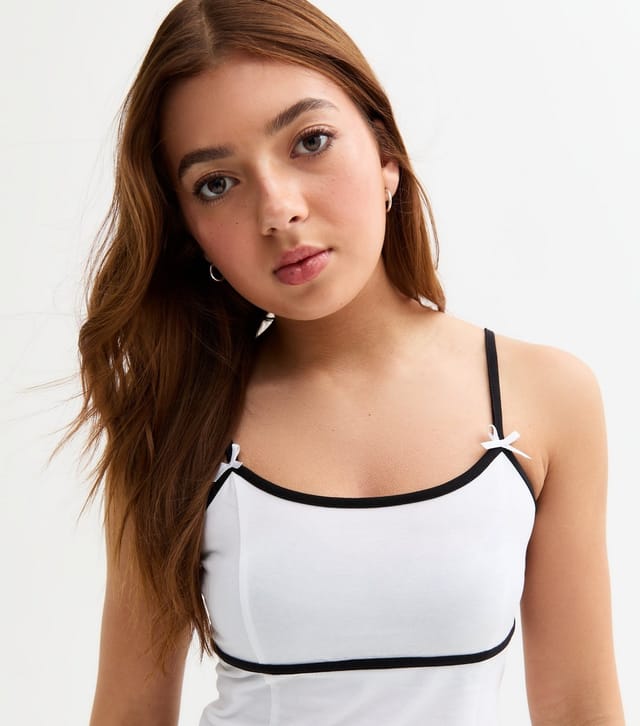 New Look Girls' White Contrast Trim Cami Top New Look - 2