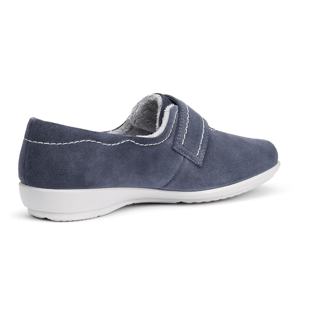 Hotter Hotter Women's Wide Fit 'Toasty' Slippers in Mid Blue - 4