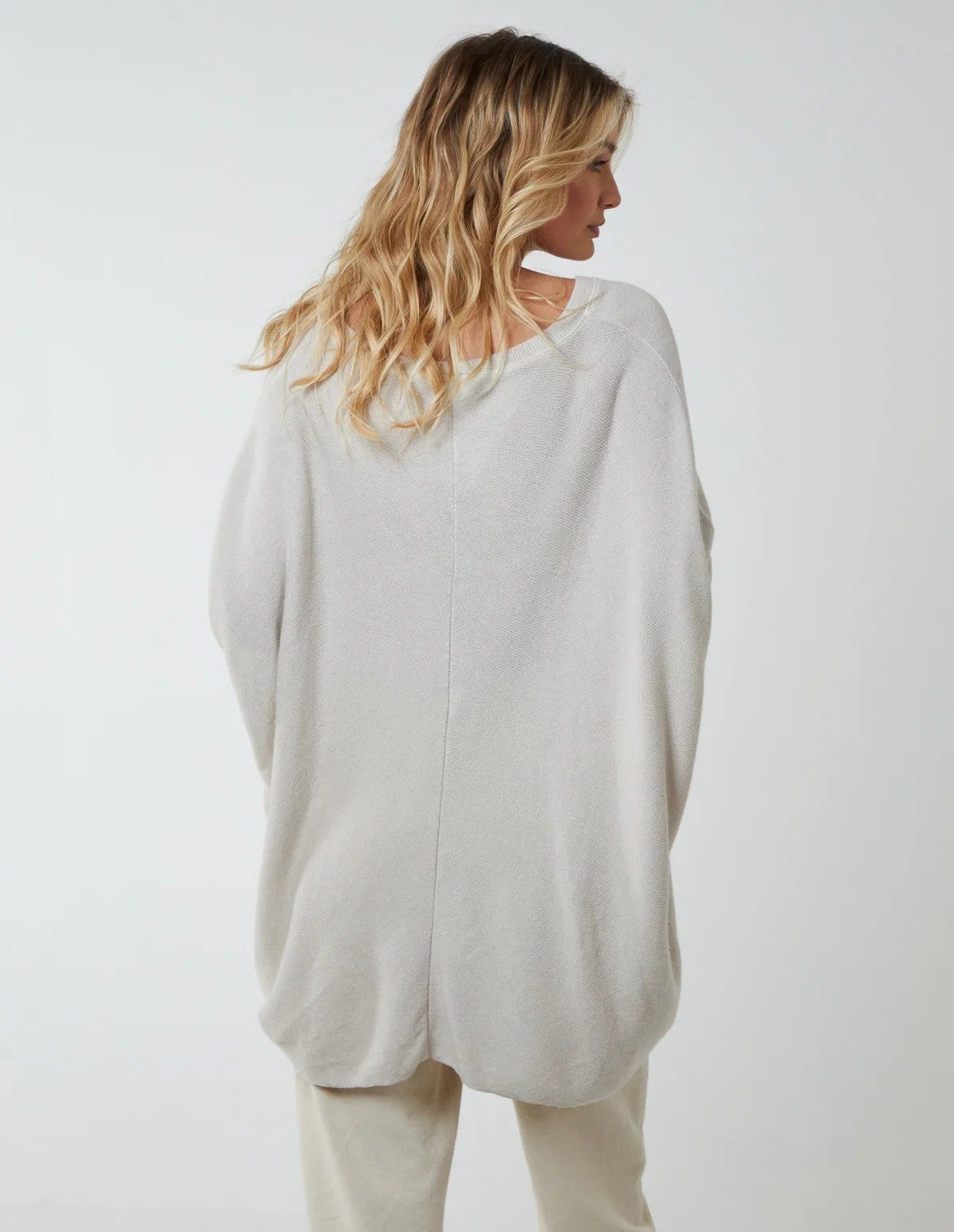 Blue Vanilla V Neck Front Cut And Sew Soft Knit Jumper - 4