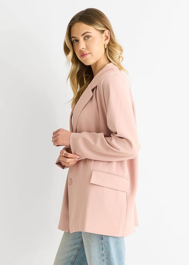 Gini London Gini London Women's Blush Oversized Tailored Blazer in Pink - 2