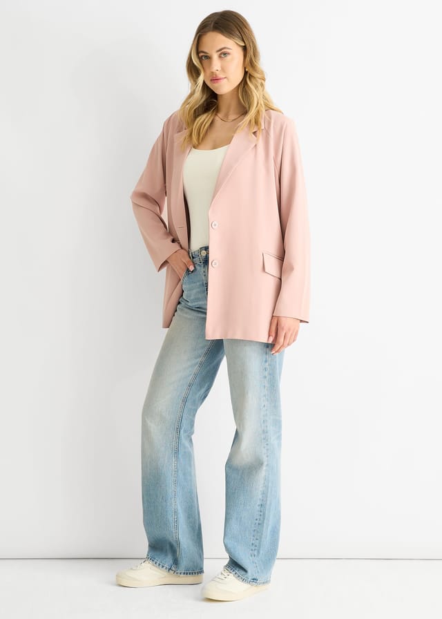 Gini London Gini London Women's Blush Oversized Tailored Blazer in Pink - 3