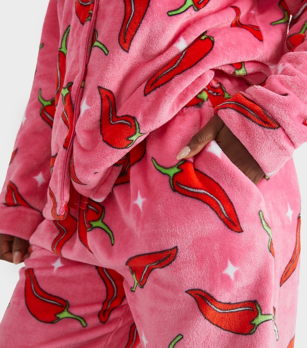 Skinnydip Women's Pink Fleece Chilli Print Shirt and Trousers Pyjama Set Skinnydip New Look - 4