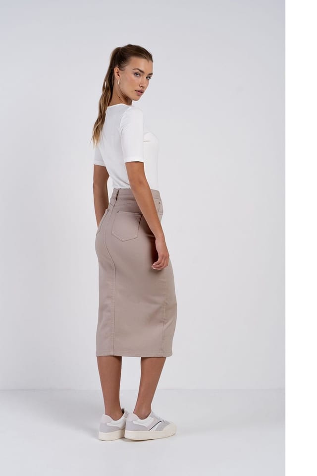 Kettlewell Kettlewell Women's Darla Denim Midi Skirt in Stone - 3