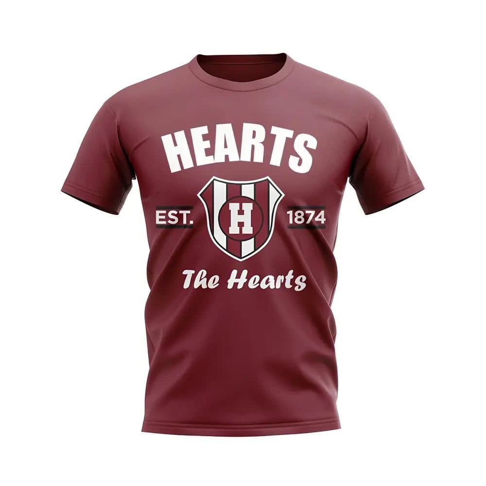 Hearts Hearts Men's Personalised Established Football T-Shirt in Maroon