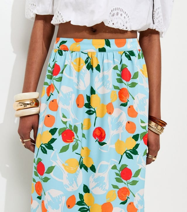 New Look Women's Blue Fruit Print Midi Skirt New Look - 3