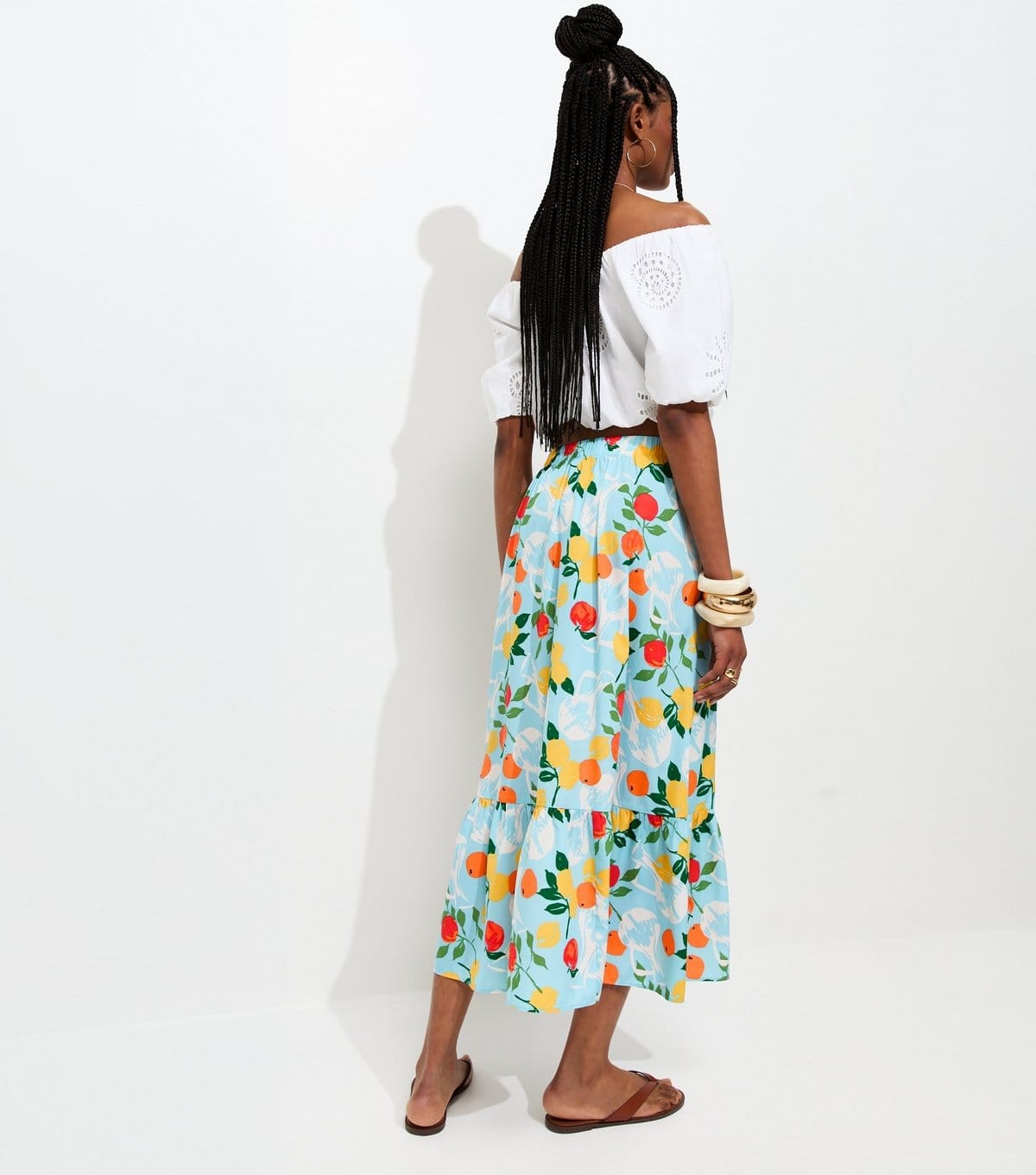 New Look Women's Blue Fruit Print Midi Skirt New Look - 4