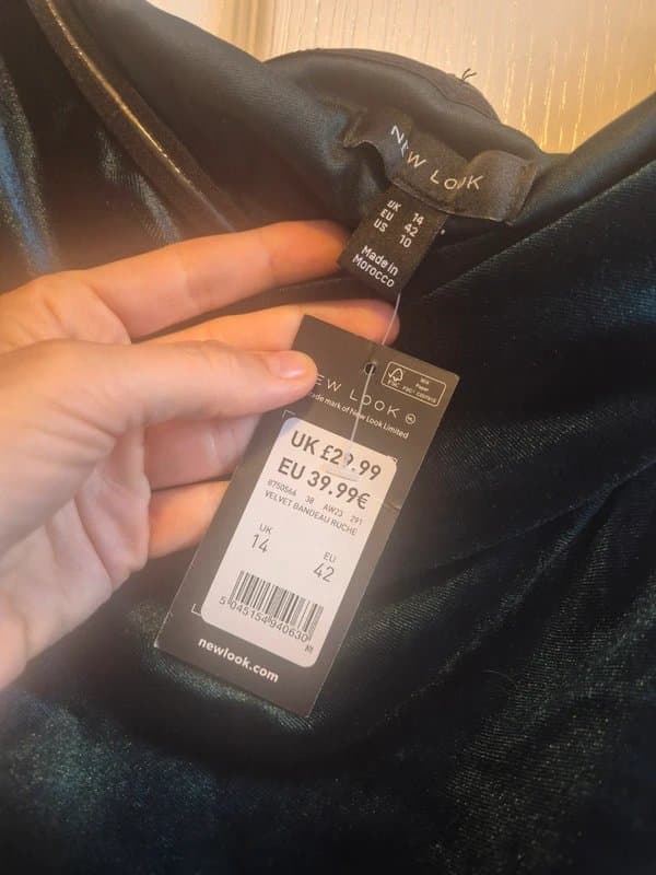 New Look Brand new green velvet boob tube dress 14 Newlook- midi