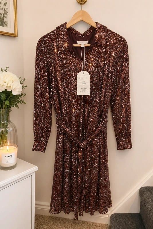 Monsoon Monsoon Rust Sequin Embellished Dress – BNWT – Size Small (Fits UK 8–10)