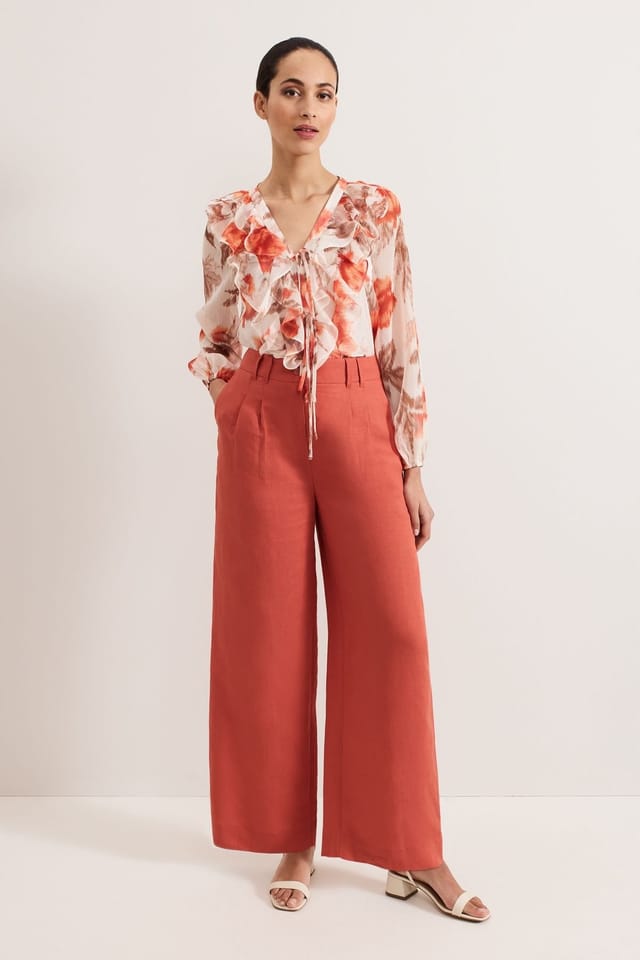 Phase Eight Phase Eight Women's Lottie Linen Wide-Leg Trouser in Terracotta - 3