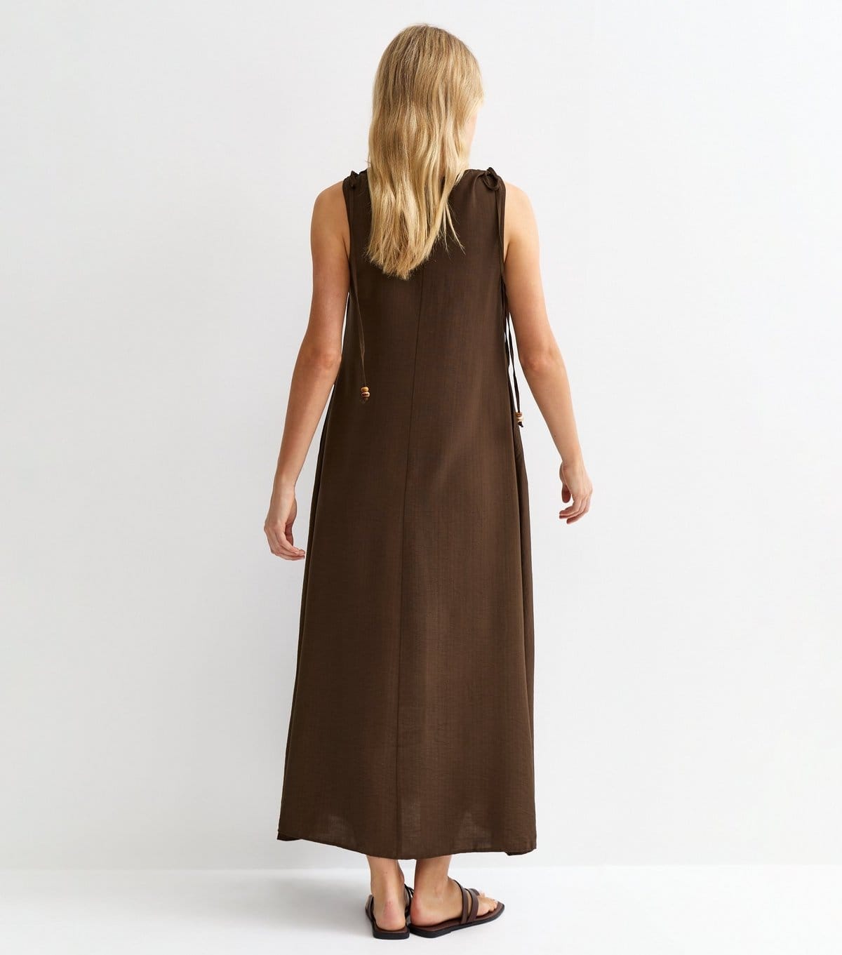 New Look Women's Brown Beaded Tie Smock Midi Dress New Look - 4