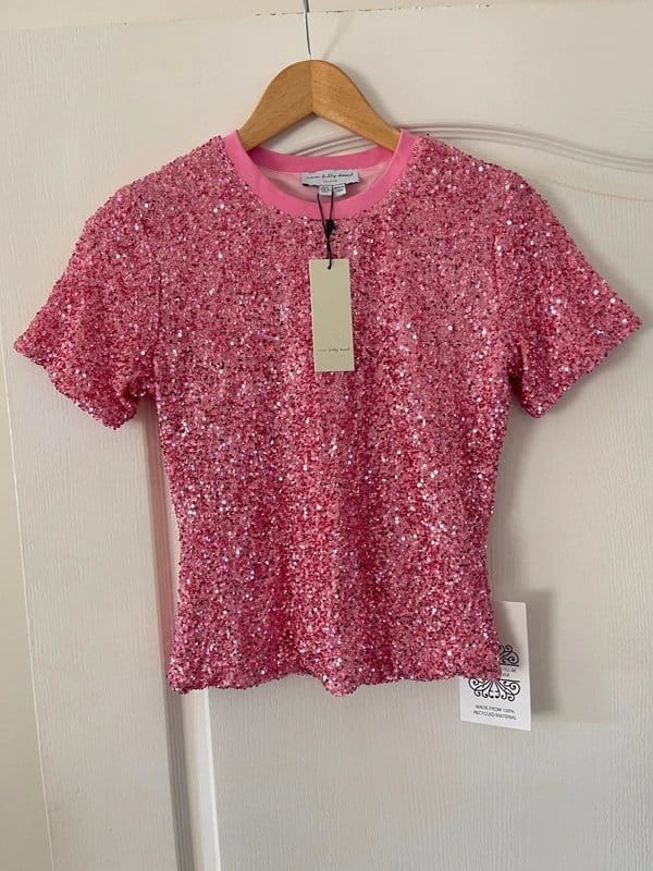 Never Fully Dressed Pink Sequin T-shirt
